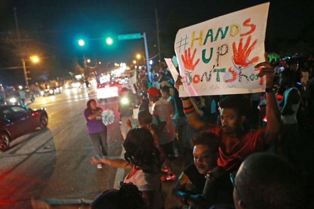 A sixth night of rallies in Ferguson
